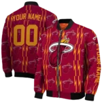 custom miami heat bolt stripe red bomber jacket best selling