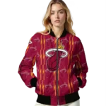 custom miami heat bolt stripe red bomber jacket best selling