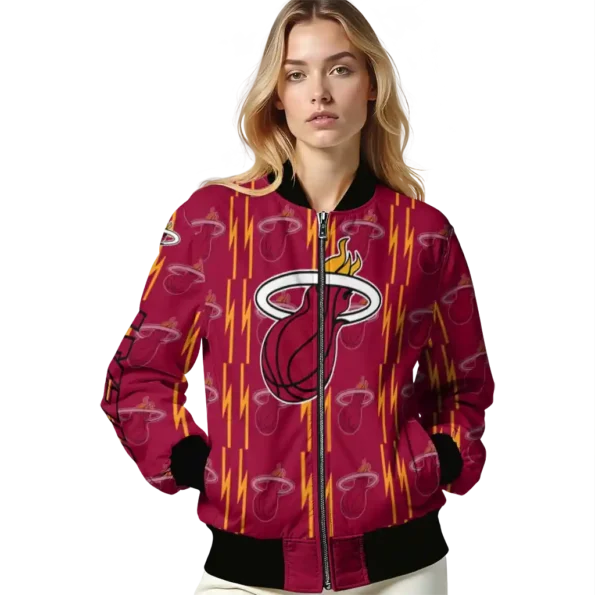 custom miami heat bolt stripe red bomber jacket latest model