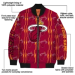 custom miami heat bolt stripe red bomber jacket best selling