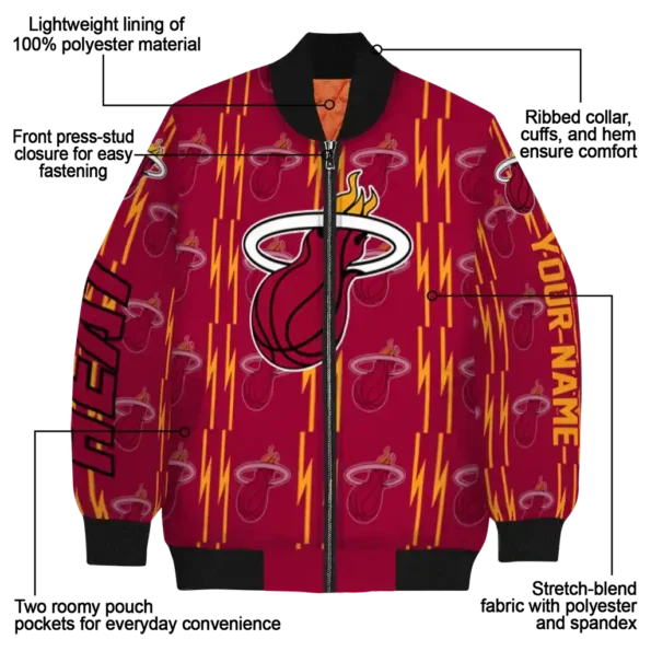 custom miami heat bolt stripe red bomber jacket new arrival