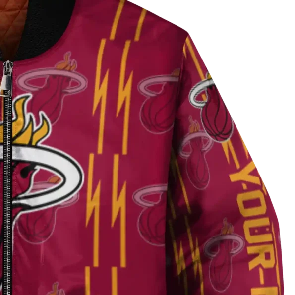 custom miami heat bolt stripe red bomber jacket premium grade