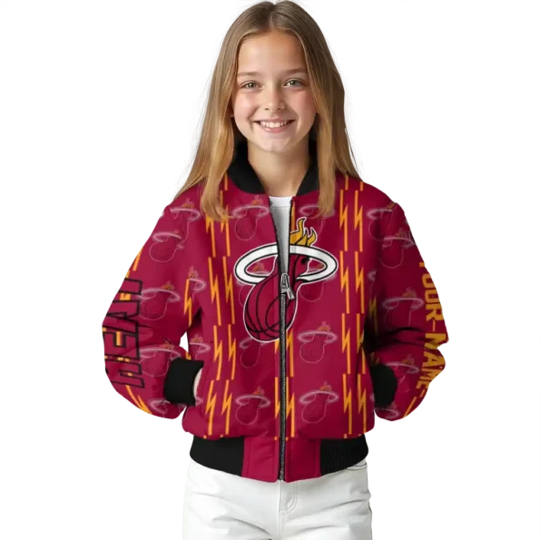 custom miami heat bolt stripe red bomber jacket top rated