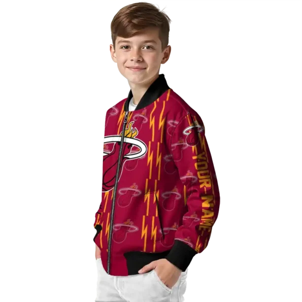 custom miami heat bolt stripe red bomber jacket trendy