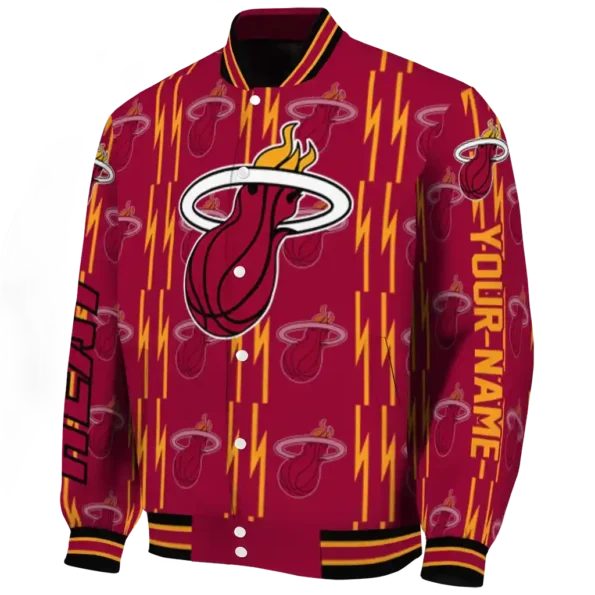 custom miami heat bolt stripe red varsity jacket best selling.webp