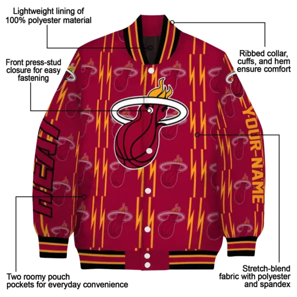 custom miami heat bolt stripe red varsity jacket new arrival.webp