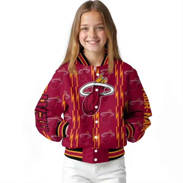 custom miami heat bolt stripe red varsity jacket top rated.webp