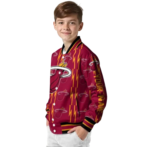 custom miami heat bolt stripe red varsity jacket trendy.webp