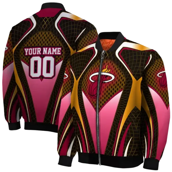 custom miami heat mesh chest black bomber jacket fashion forward