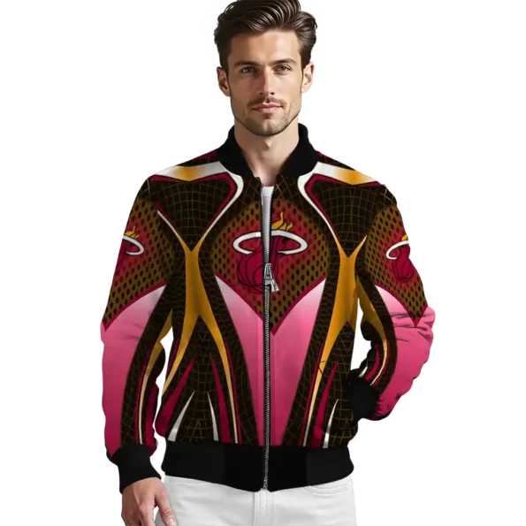 custom miami heat mesh chest black bomber jacket high quality
