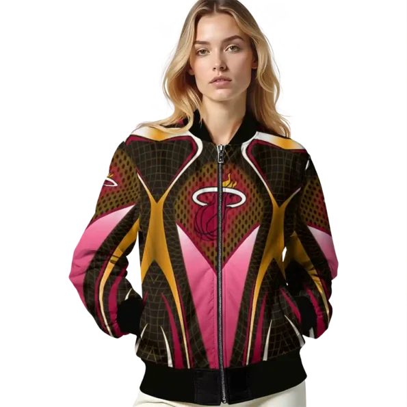custom miami heat mesh chest black bomber jacket latest model