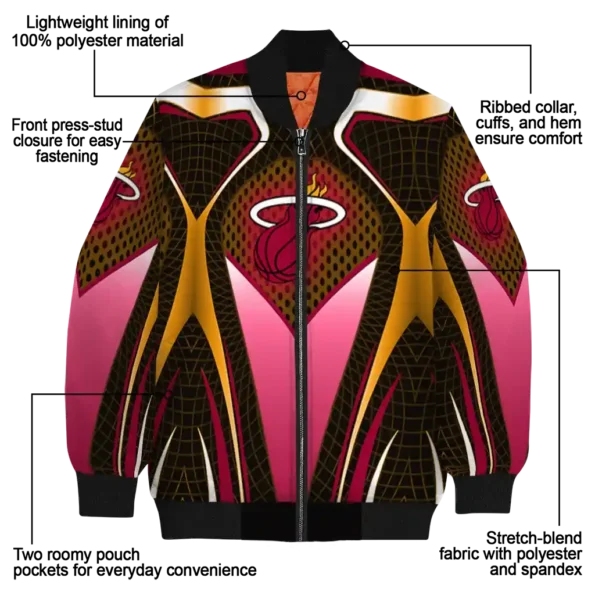 custom miami heat mesh chest black bomber jacket new arrival
