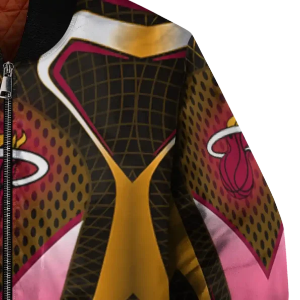 custom miami heat mesh chest black bomber jacket premium grade