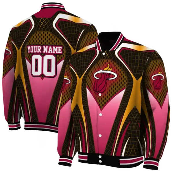 custom miami heat mesh chest black varsity jacket fashion forward.webp