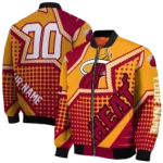 custom miami heat star burst red bomber jacket best selling