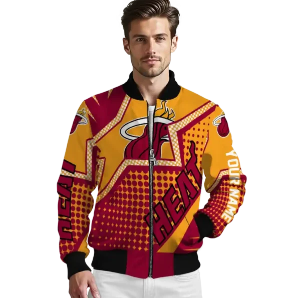 custom miami heat star burst red bomber jacket high quality