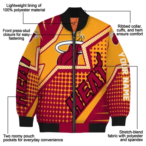 custom miami heat star burst red bomber jacket new arrival