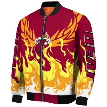 custom miami heat winged blaze red white bomber jacket best selling
