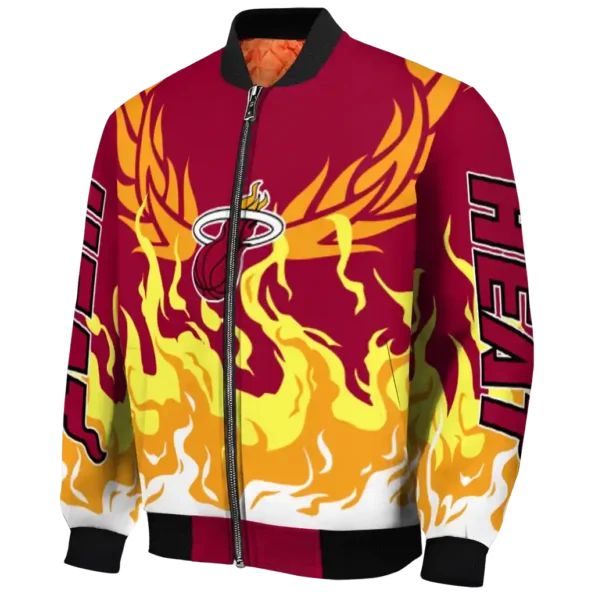 custom miami heat winged blaze red white bomber jacket best selling