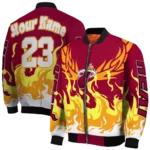 custom miami heat winged blaze red white bomber jacket best selling