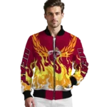 custom miami heat winged blaze red white bomber jacket best selling