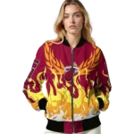 custom miami heat winged blaze red white bomber jacket best selling