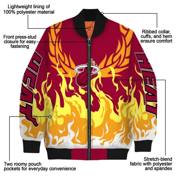 custom miami heat winged blaze red white bomber jacket new arrival