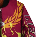 custom miami heat winged blaze red white bomber jacket best selling