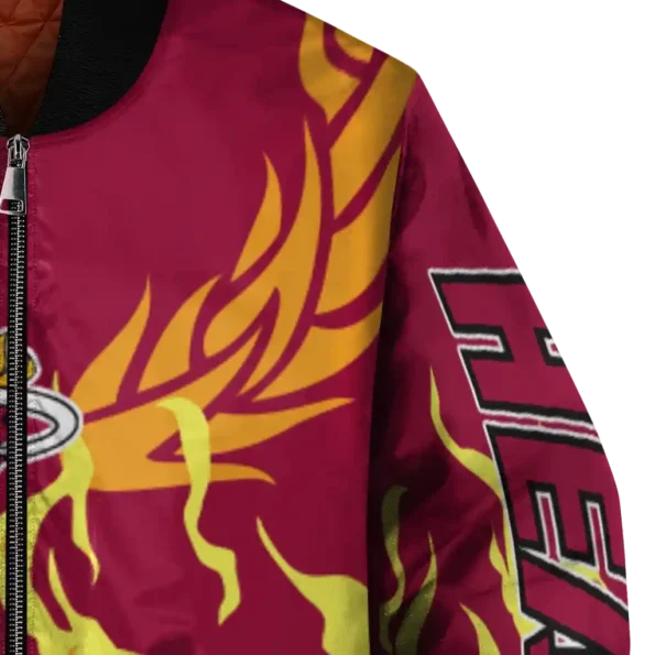 custom miami heat winged blaze red white bomber jacket premium grade