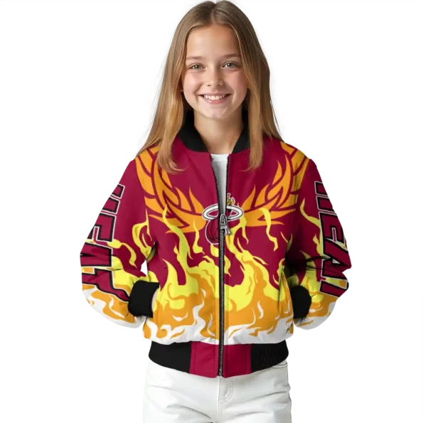 custom miami heat winged blaze red white bomber jacket top rated