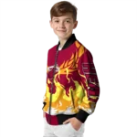 custom miami heat winged blaze red white bomber jacket best selling