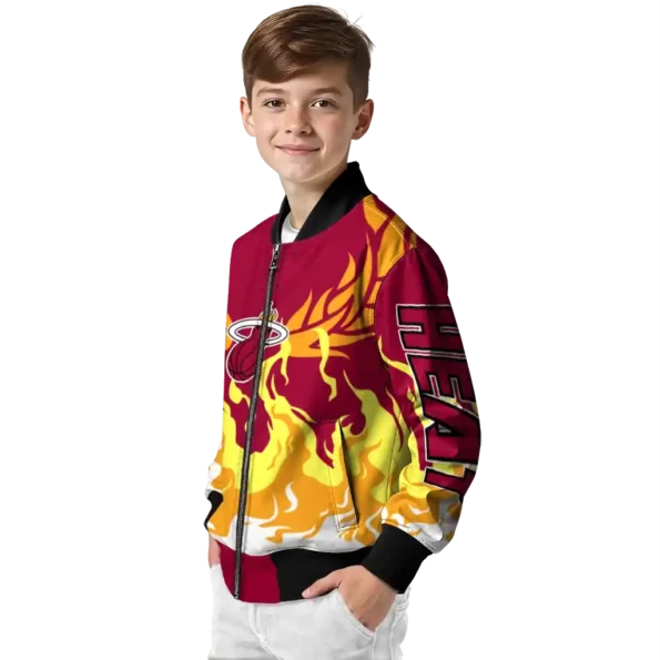 custom miami heat winged blaze red white bomber jacket trendy