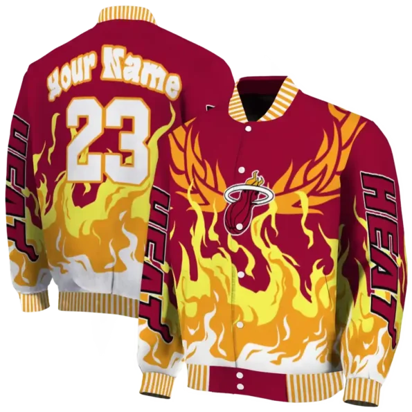 custom miami heat winged blaze red white varsity jacket fashion forward.webp
