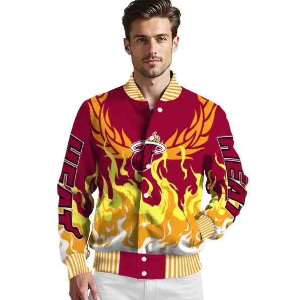 custom miami heat winged blaze red white varsity jacket high quality.webp