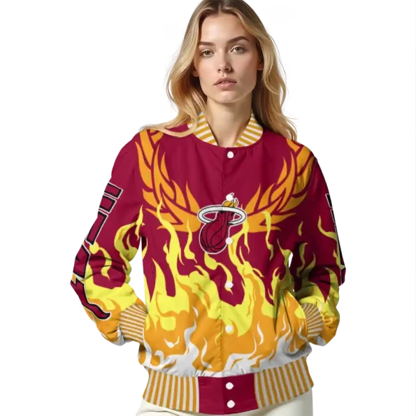 custom miami heat winged blaze red white varsity jacket latest model.webp