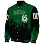 custom milwaukee bucks flame border green black varsity jacket best selling.webp