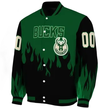 custom milwaukee bucks flame border green black varsity jacket best selling.webp