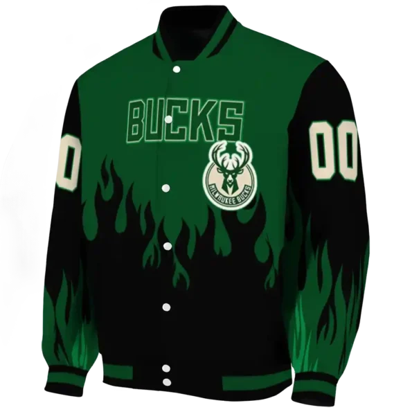 custom milwaukee bucks flame border green black varsity jacket best selling.webp