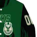 custom milwaukee bucks flame border green black varsity jacket best selling.webp