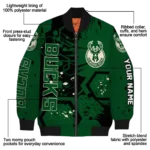 custom milwaukee bucks hexagon cluster green black bomber jacket best selling