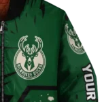custom milwaukee bucks hexagon cluster green black bomber jacket best selling