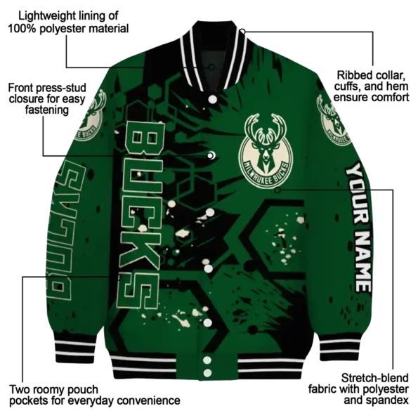 custom milwaukee bucks hexagon cluster green black varsity jacket new arrival.webp