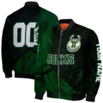 custom milwaukee bucks hexagon mesh green black bomber jacket best selling