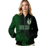 custom milwaukee bucks hexagon mesh green black bomber jacket best selling