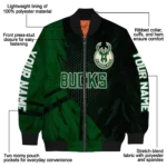 custom milwaukee bucks hexagon mesh green black bomber jacket best selling