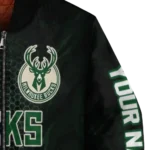 custom milwaukee bucks hexagon mesh green black bomber jacket best selling
