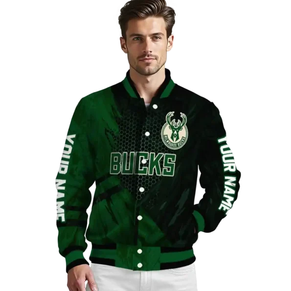 custom milwaukee bucks hexagon mesh green black varsity jacket high quality.webp