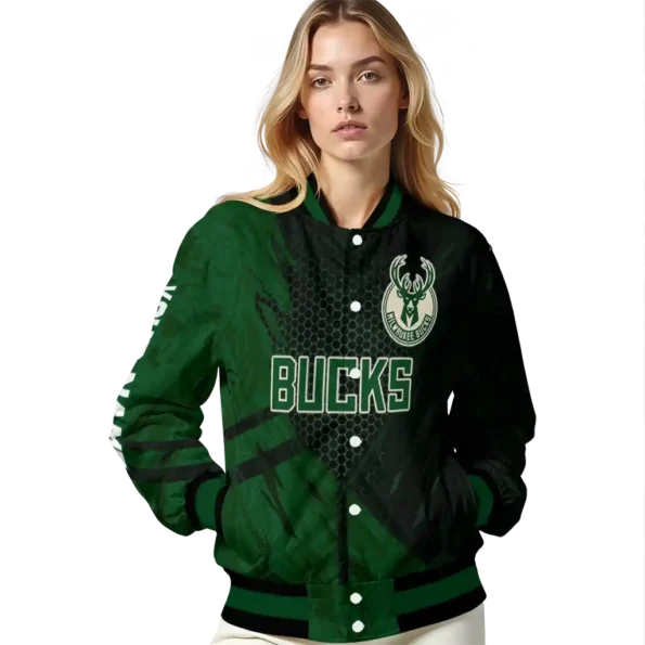 custom milwaukee bucks hexagon mesh green black varsity jacket latest model.webp