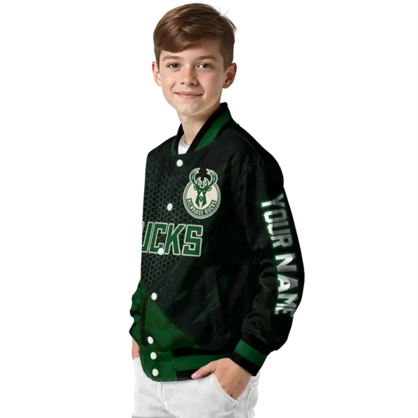 custom milwaukee bucks hexagon mesh green black varsity jacket trendy.webp