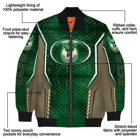 custom milwaukee bucks power plate green bomber jacket new arrival
